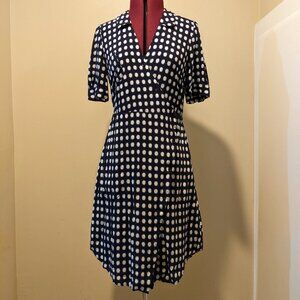 Anthropologie 11 1 TYLHO Cortland Polka Dot Wrap Dress – Size Medium Navy Blue
